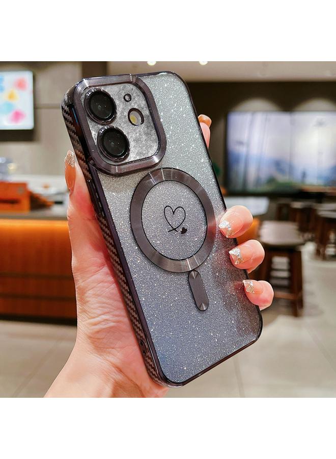 Zaboon Case For iPhone 12 Loves Gradient Glitter Carbon Fiber Magsafe TPU Phone Case - Image 1