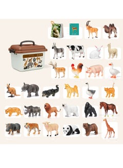 M MIAOYAN Educational simulation farm wild animal model, children's early education cognitive teaching animal model, including 28 cute little animals, including pandas, hippos, chimpanzees, rhinos, crocodiles, elephants, tigers, polar bears and giraffes, etc., the best gift for children  - Image 1