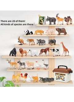 M MIAOYAN Educational simulation farm wild animal model, children's early education cognitive teaching animal model, including 28 cute little animals, including pandas, hippos, chimpanzees, rhinos, crocodiles, elephants, tigers, polar bears and giraffes, etc., the best gift for children  - Image 2