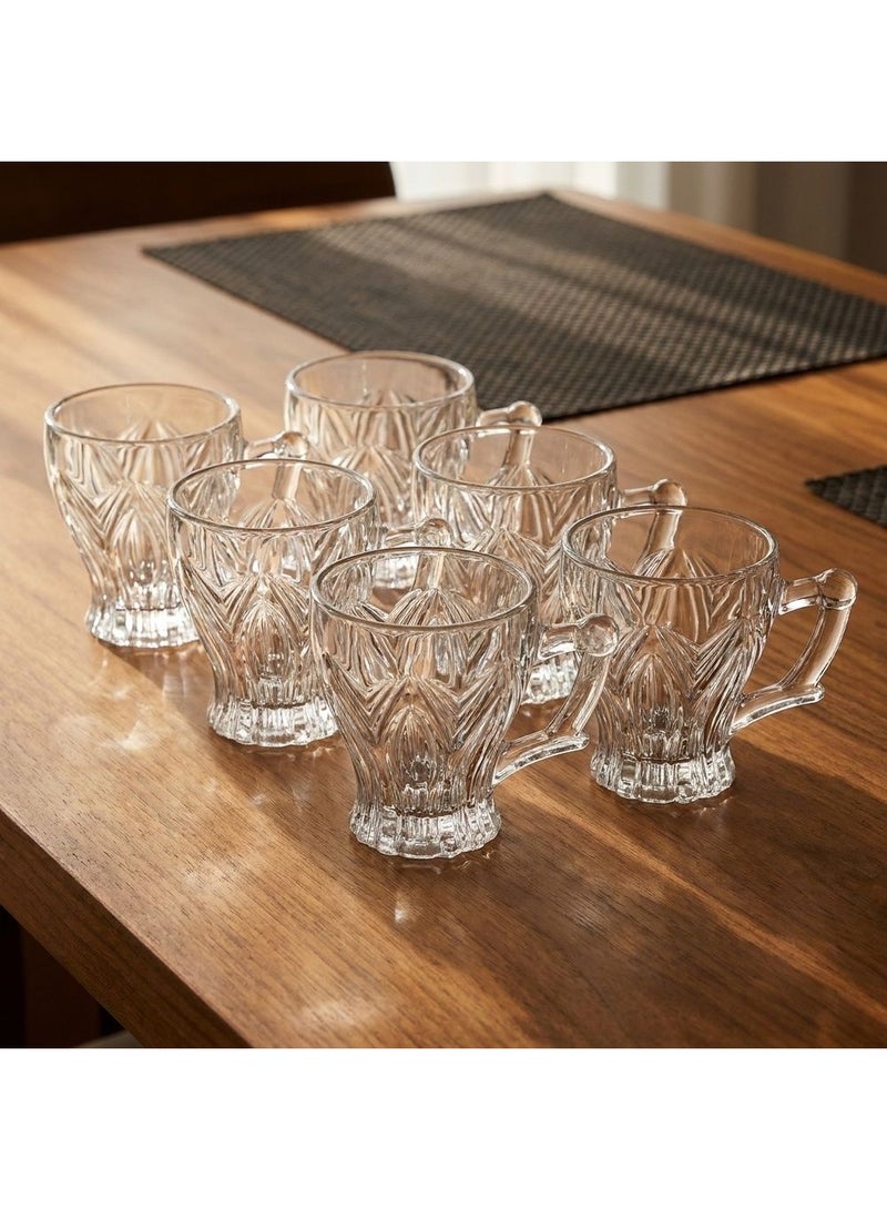 Mondo 6-Piece Villa Cup Set 130 ml - Elegant Glass Mugs & Saucers for Coffee, Tea, and Desserts - Ideal Houseware for Modern Dining and Entertaining - Image 1