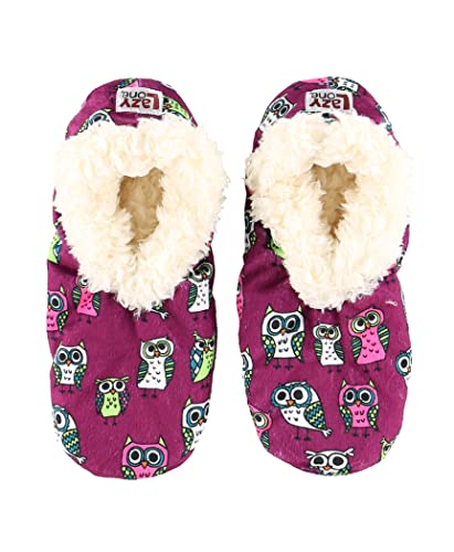 Lazy One Fuzzy Feet Slipper Socks for Women, Cute Fleece-Lined House Slippers, Owl, Non-Skid - Image 1