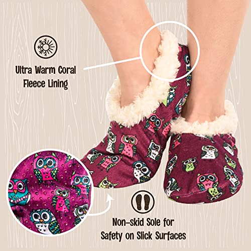 Lazy One Fuzzy Feet Slipper Socks for Women, Cute Fleece-Lined House Slippers, Owl, Non-Skid - Image 5