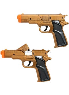 Set Of 2 Golden Cap Gun Toy Revolver Pistol Detective Police Cowboy