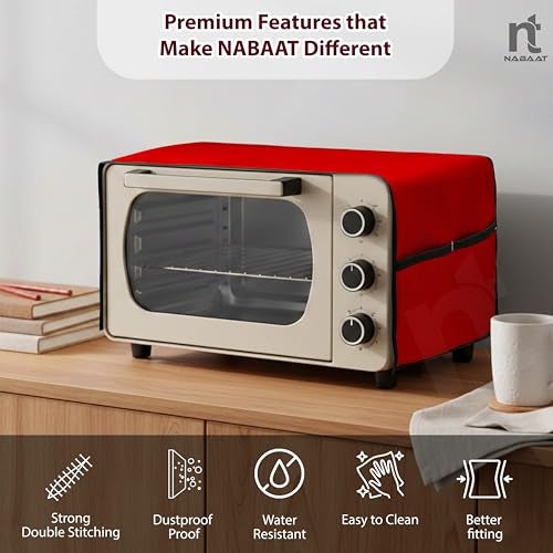 NABAAT Premium Microwave Oven Cover for Kitchen Decor Durable Dustproof Waterproof Modern Design with 4 Side Pockets for Kitchen Accessories - 100 x 35cm (Red) - Image 5