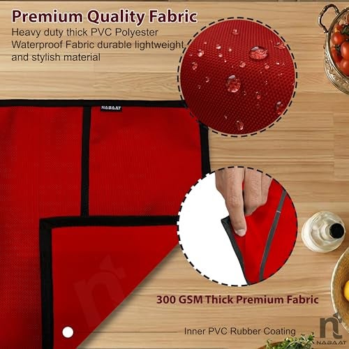 NABAAT Premium Microwave Oven Cover for Kitchen Decor Durable Dustproof Waterproof Modern Design with 4 Side Pockets for Kitchen Accessories - 100 x 35cm (Red) - Image 3