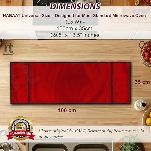 NABAAT Premium Microwave Oven Cover for Kitchen Decor Durable Dustproof Waterproof Modern Design with 4 Side Pockets for Kitchen Accessories - 100 x 35cm (Red) - Image 2