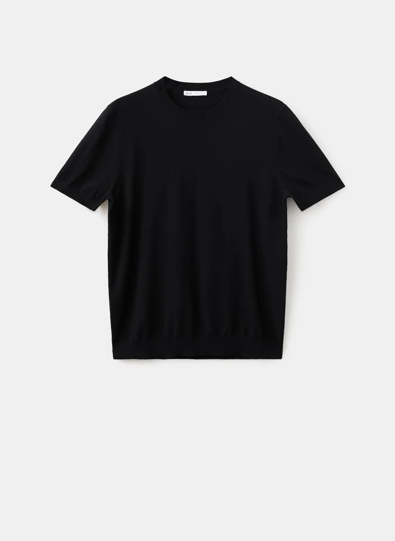 Mango Man 99-NEGRO Fine-Knit 100% Cotton T-Shirt for Men | Best Price UAE