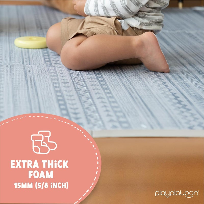 Play Platoon Non-Toxic Large Kids Play Mats for Floor, 9 Tile 72 x 72 inch - Extra-Thick Foam Tiles, 24 x 24 inch Puzzle Mat Pieces, Neutral Playmat Rug for Toddler & Childrens Playroom - Acadia Print - Image 4