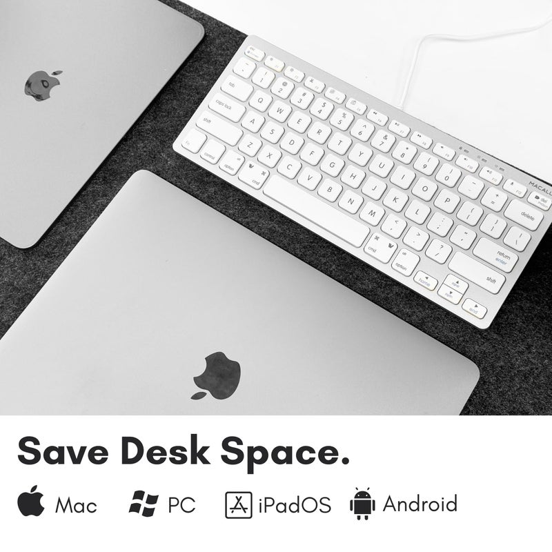 Macally Small USB C Keyboard - Plug & Play Compatible Wired Apple Keyboard for Mac Mini, MacBook Pro/Air, iMac, iPad, Windows, Chromebook with USBC Port - Compact & Mini USB Type C Keyboard - Silver - Image 2