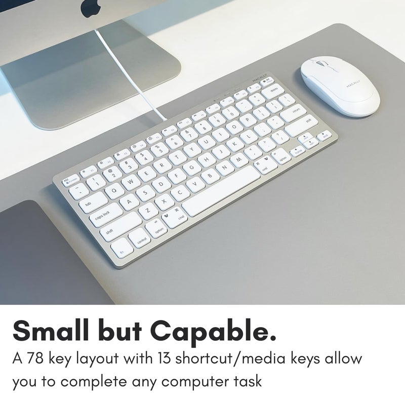 Macally Small USB C Keyboard - Plug & Play Compatible Wired Apple Keyboard for Mac Mini, MacBook Pro/Air, iMac, iPad, Windows, Chromebook with USBC Port - Compact & Mini USB Type C Keyboard - Silver - Image 5