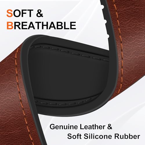 WestEagle Leather Watch 8 Band Compatible with Samsung Galaxy Watch 8 40mm 44mm/ 8 Classic 46mm, Magnetic Buckle Silicone Bottom Design Adjustable Wristbands Accessories for Men and Women, Dark Brown - Image 4