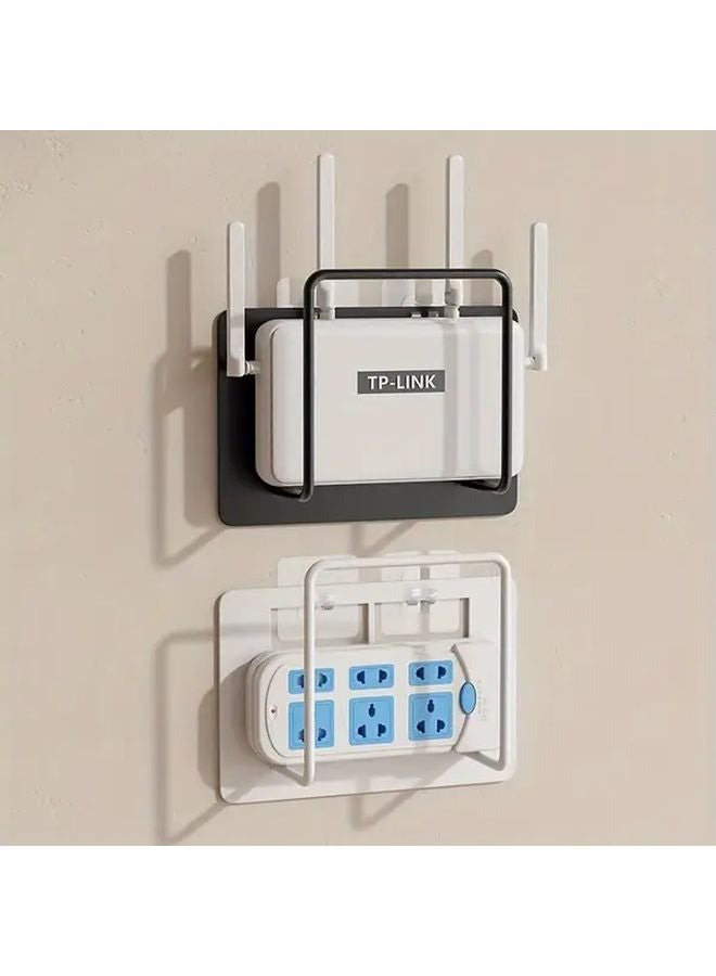 White Wall Mounted Shelf No Drill Installation Modern Storage Rack For Living Room - Image 3