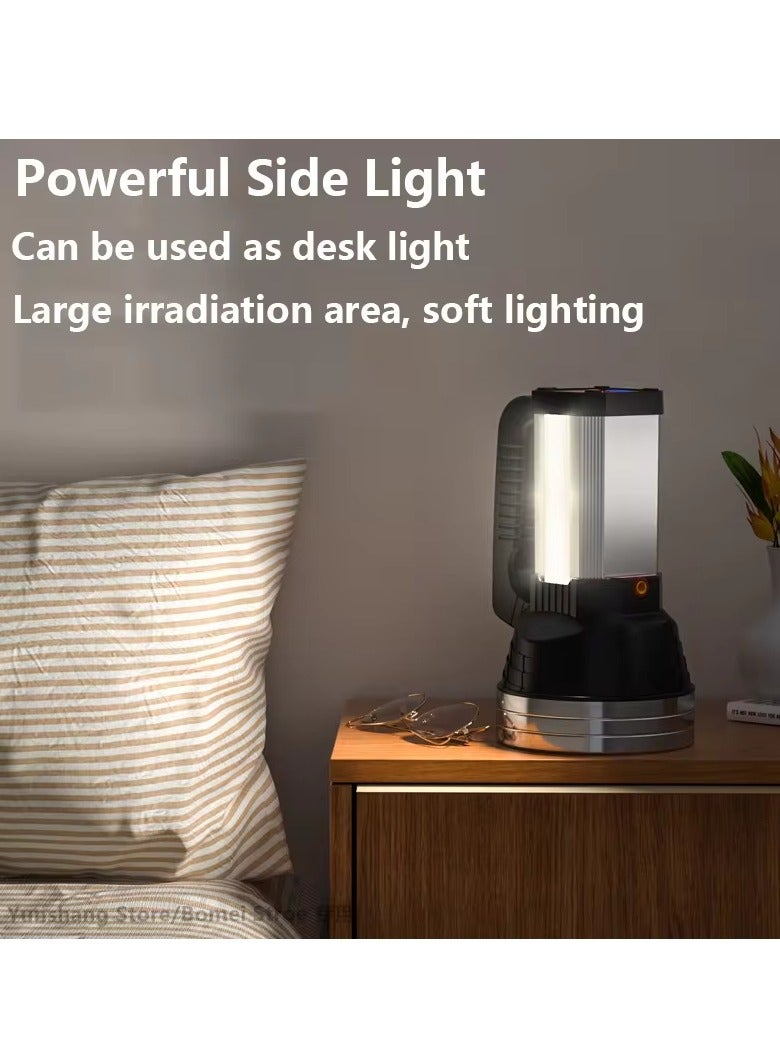 Portable Searchlight, Super Bright Long Range Powerful Led Flashlight, Six Modes Versatile Tactical Flash Light, Rechargeable Tactical Torch For Outdoor And Home Use, (Black Z18) - Image 2