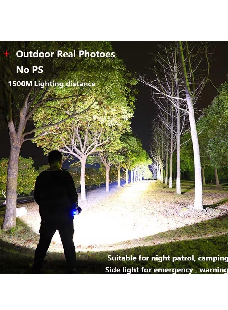 Portable Searchlight, Super Bright Long Range Powerful Led Flashlight, Six Modes Versatile Tactical Flash Light, Rechargeable Tactical Torch For Outdoor And Home Use, (Black Z18) - Image 3