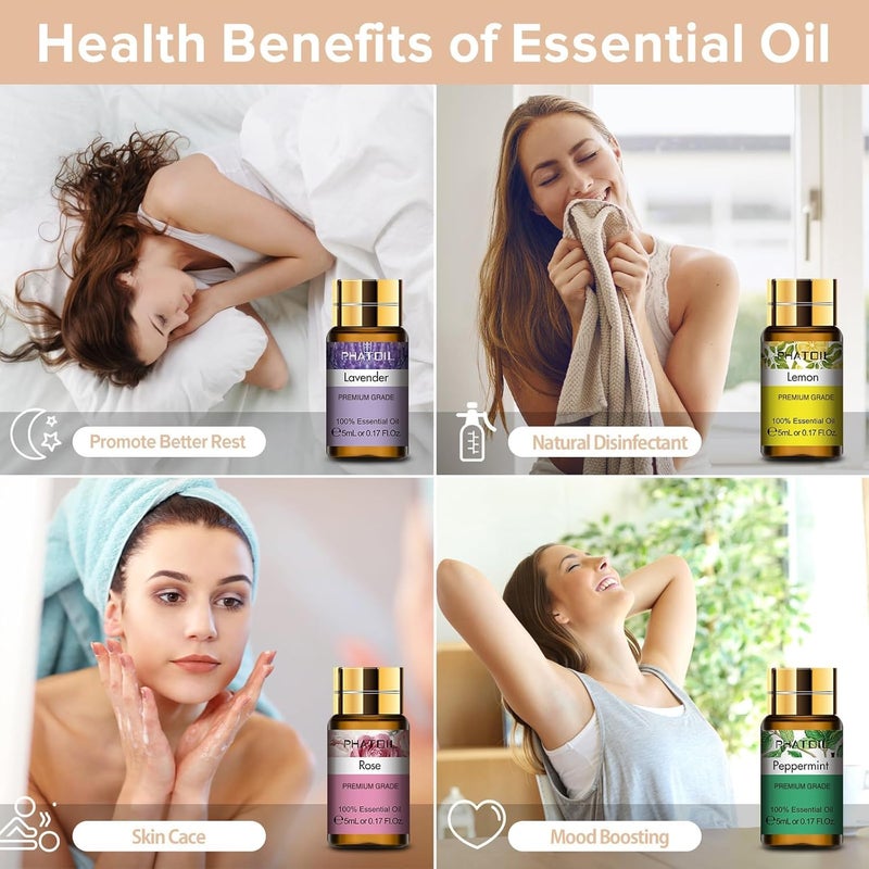 PHATOIL Essential Oil Set, 12x5ml Essential Oils Gift Set with Diffused Wood, 100% Natural Pure Essential Oils for Diffusers DIY Candle Soap Making - Image 3