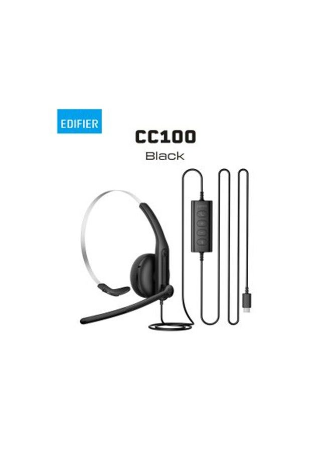 Edifier CC100 Wired Mono Headset, Built-in mic with AI noise cancellation technology Black - Image 1