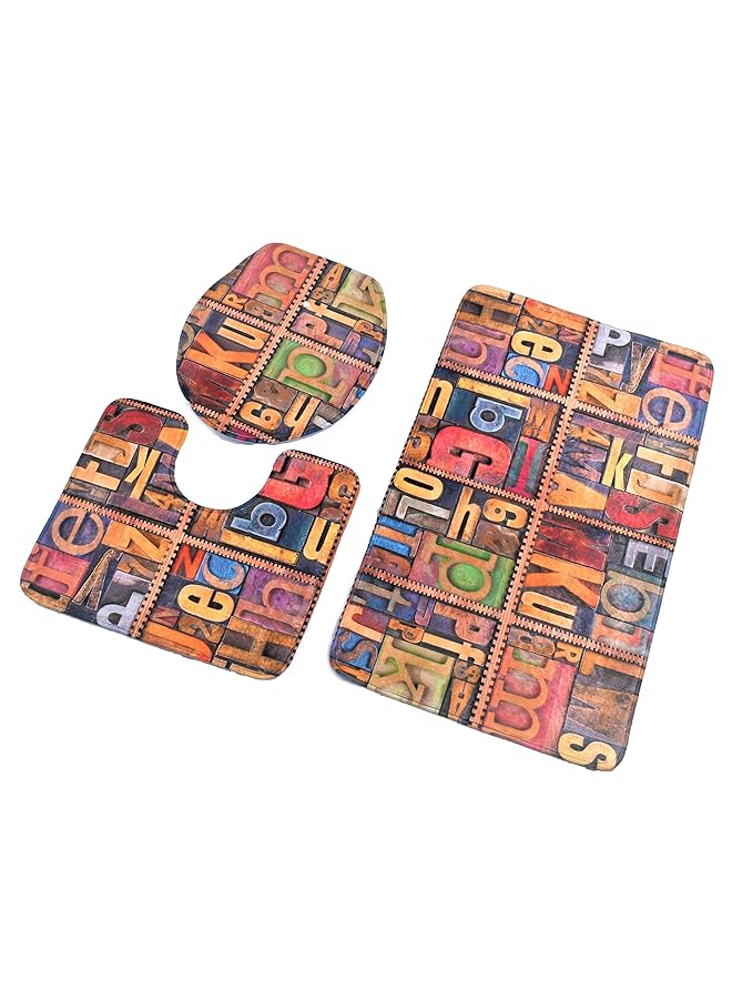 هوم كونسيبت 3 مجموعات من سجادة حمام مضادة للانزلاق + غطاء مرحاض + سجادة حمام - Image 3