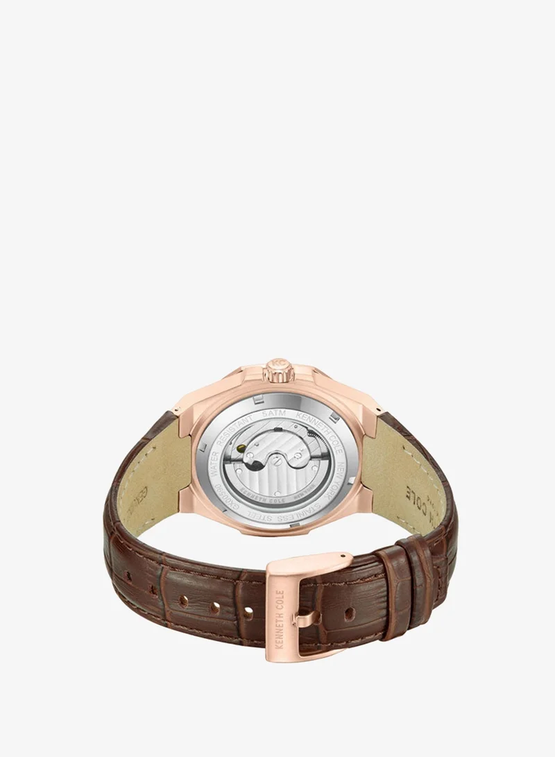 Kenneth Cole New York  Kenneth Cole New York 42X50.5mm Automatic Men's Watch with Grey Dial & Brown Genuine Leather Strap for Men | Best Price UAE