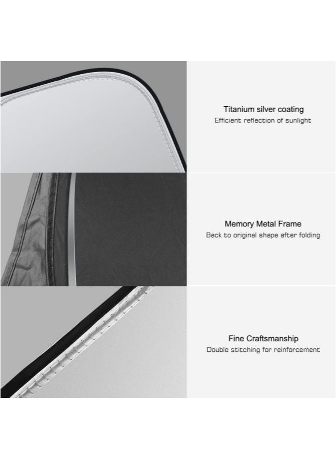 ZAFRA Foldable Car Windshield Sunshade with Storage Pouch, Front Windshield Reflective Sunshade, Car Window Sunshade for Sun Heat Protection and Block UV Rays, Keep Vehicle Cooler - Image 4