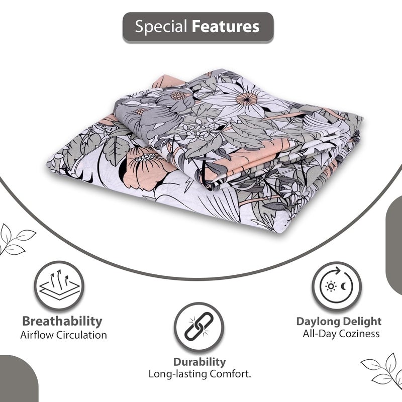 Divine Casa 100 Cotton Bedsheet Set for Double Bed1 Double Cotton Bedsheet 2 Pillow Covers144 TC Breathable WrinkleFree Aesthetic Double Bedsheet Set Classic Floral Multicolor - Image 3