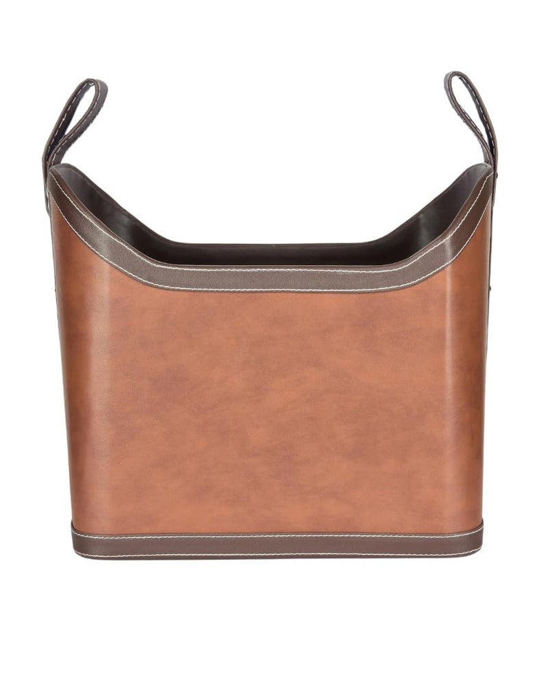 Premsons Magazine Holder Faux Leather Magazine Rack Organizer for Home Office Leatherette Stand for Books Magazines Documents Files Perfect for Study Living Room Tan Brown - Image 1