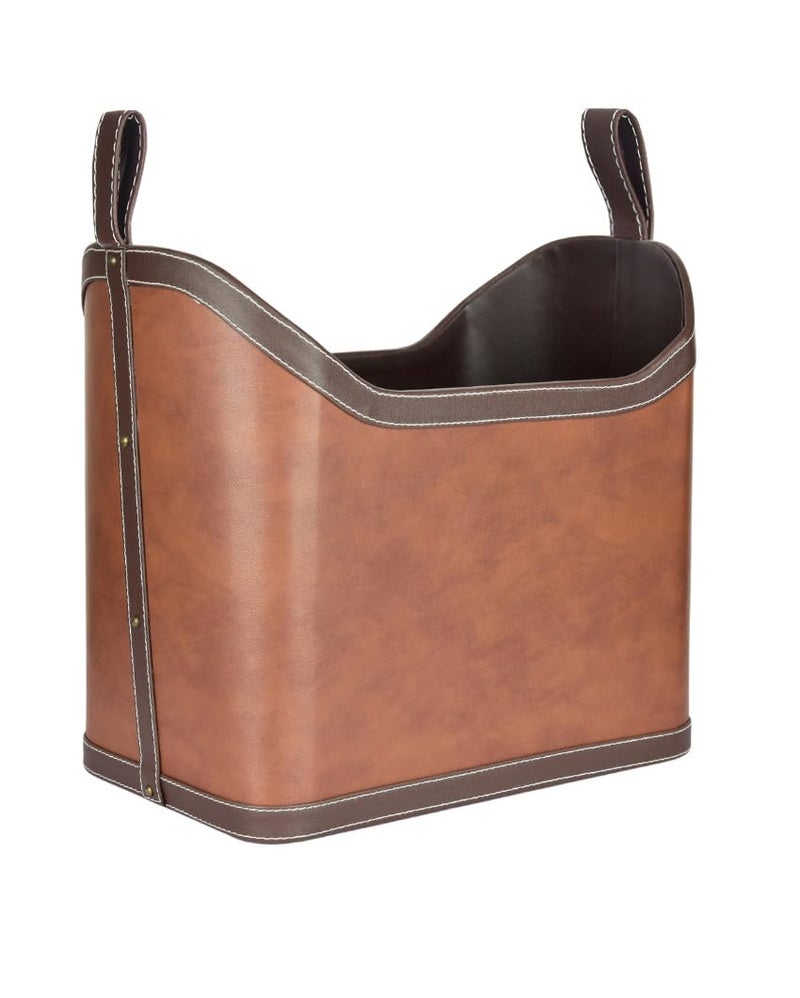 Premsons Magazine Holder Faux Leather Magazine Rack Organizer for Home Office Leatherette Stand for Books Magazines Documents Files Perfect for Study Living Room Tan Brown - Image 4