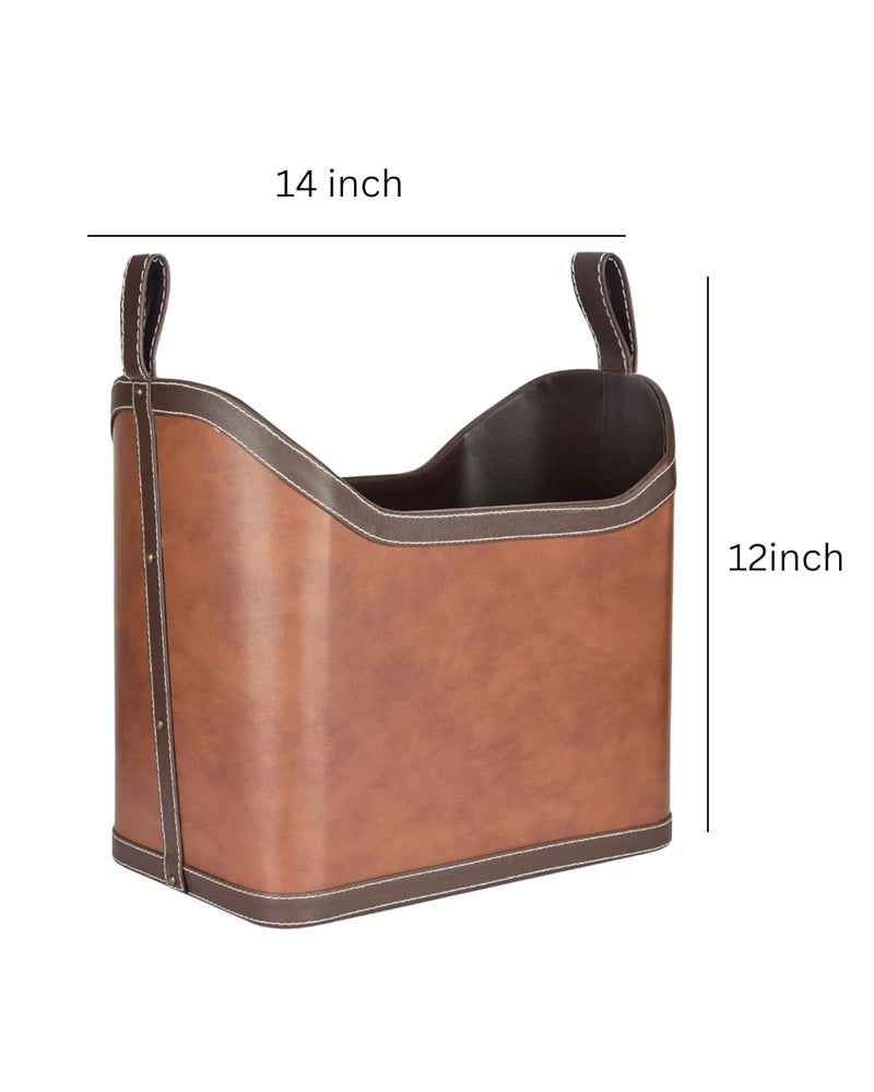 Premsons Magazine Holder Faux Leather Magazine Rack Organizer for Home Office Leatherette Stand for Books Magazines Documents Files Perfect for Study Living Room Tan Brown - Image 5