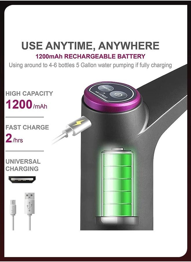 Toshionics Chargeable Electric Smart Universal Portable Water Drinking Bottle Dispenser Pump for 3 to 5 Gallon with Large Capacity Battery Micro USB Charging Use in Home Kitchen Office Living Room  - Image 5