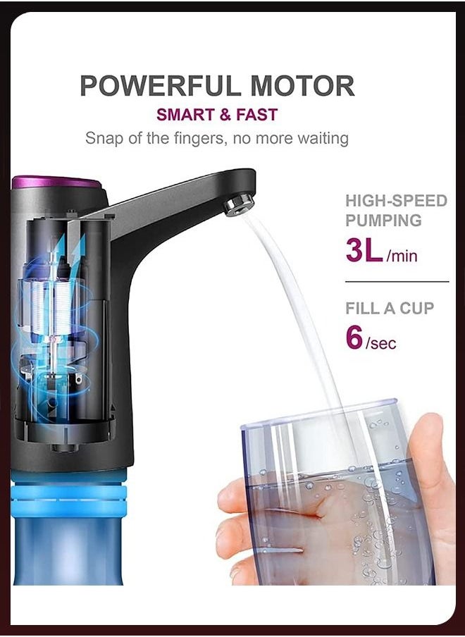 Toshionics Chargeable Electric Smart Universal Portable Water Drinking Bottle Dispenser Pump for 3 to 5 Gallon with Large Capacity Battery Micro USB Charging Use in Home Kitchen Office Living Room  - Image 3