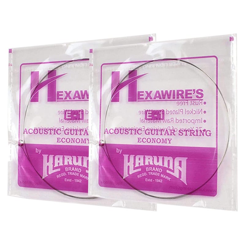 Karuna brand acoustic Guitar strings, 1ST STRING HIGH-E (2 Pcs) Combo pack, stainless high strength steel, light gauze, clear tone, made in India, designed for acoustic guitars - Image 1