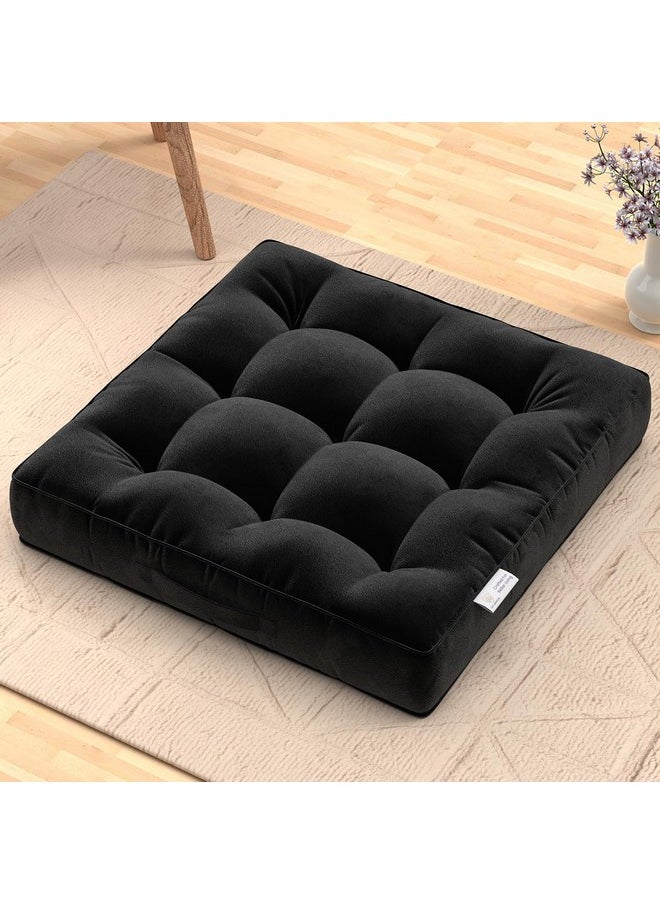 MY ARMOR Floor Cushions 50x50x10 Cm, Chair Cushions for Sitting | Seat Cushion for Yoga, Pooja, Meditation, Square Cushion for Office/Home Chair, Living Room | 100% Velvet - Black - pzsku/ZDA38D42968844CDF6005Z/45/_/1738306415/9efa6d1f-8dca-44d2-b1c5-88010c0624e4