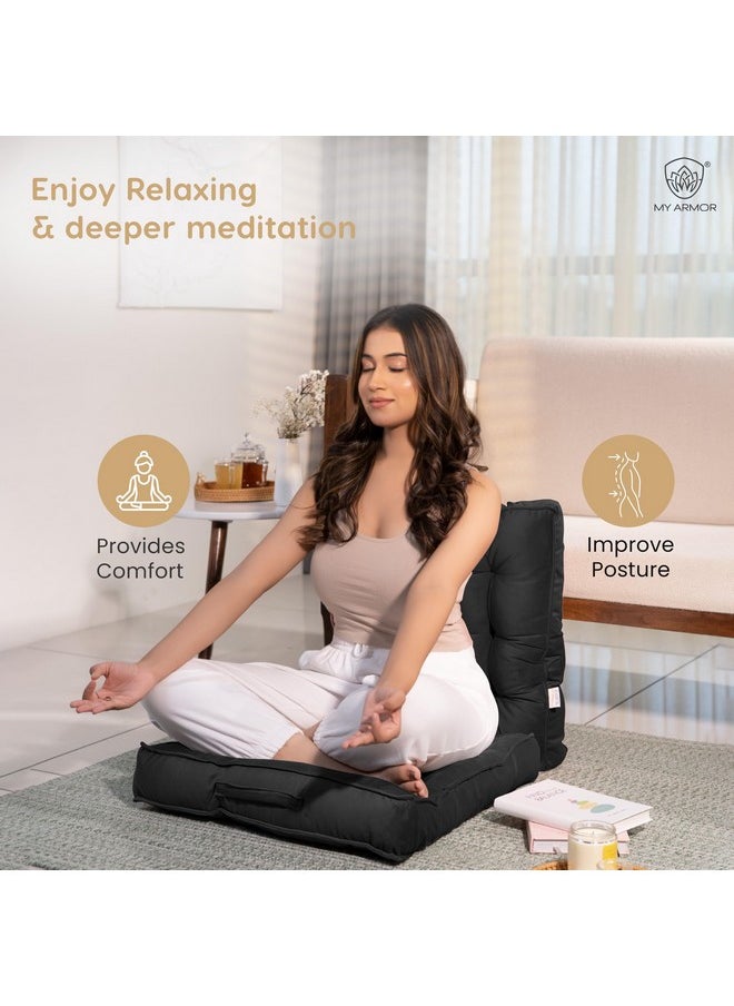 MY ARMOR Floor Cushions 50x50x10 Cm, Chair Cushions for Sitting | Seat Cushion for Yoga, Pooja, Meditation, Square Cushion for Office/Home Chair, Living Room | 100% Velvet - Black - pzsku/ZDA38D42968844CDF6005Z/45/_/1738306422/0b359fda-1382-4a2f-93e1-39357464c12a