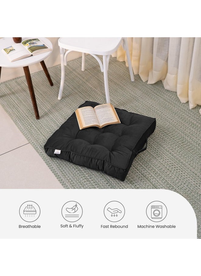 MY ARMOR Floor Cushions 50x50x10 Cm, Chair Cushions for Sitting | Seat Cushion for Yoga, Pooja, Meditation, Square Cushion for Office/Home Chair, Living Room | 100% Velvet - Black - pzsku/ZDA38D42968844CDF6005Z/45/_/1738306468/42bfd490-2412-4173-abe9-2e1761d51f0d