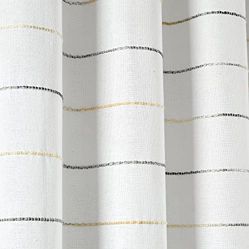 Lush Decor Ombre Stripe Yarn Dyed Cotton Shower Curtain, 72" W x 72" L, Navy & Multi - Fabric Shower Curtains - Striped Bathroom Curtain - Farmhouse & Coastal Decor - Image 5