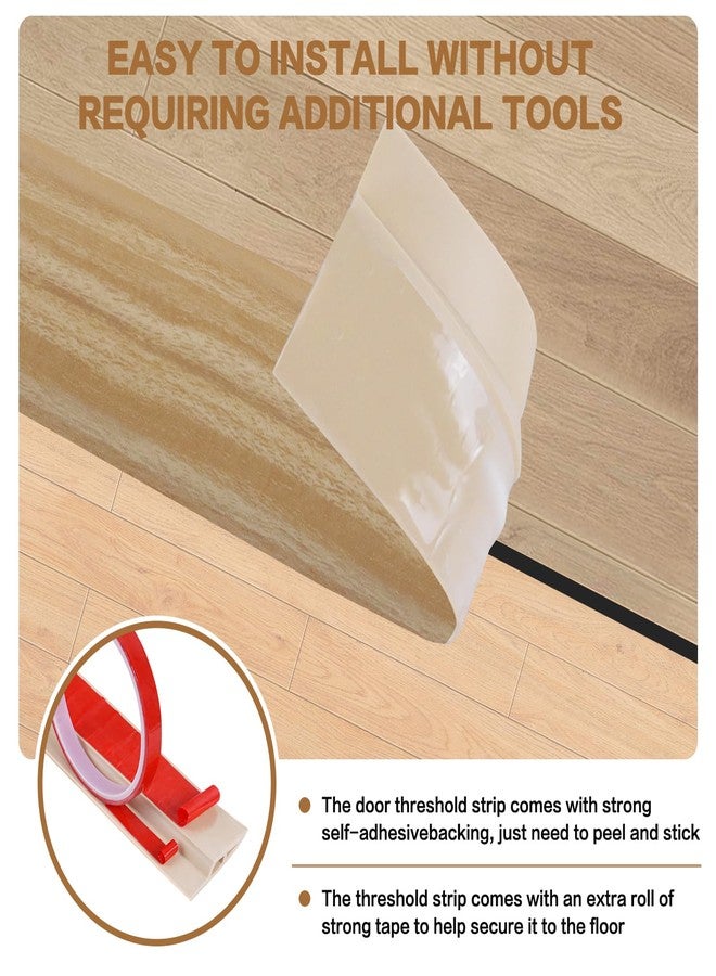 DBHXXMB-HH Floor Transition Strip Vinyl Door Threshold Ramp Self Adhesive Carpet Edging Strip Doorway Edge Trim, Overlap Edge Reducer for Laminate Carpet, Floor, Tile (Light Yellow Grain, 1/5" to 2/5", 3.3Ft) - Image 2