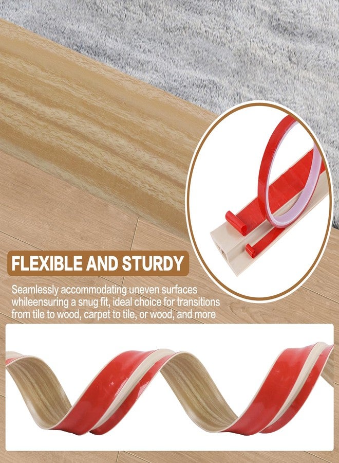 DBHXXMB-HH Floor Transition Strip Vinyl Door Threshold Ramp Self Adhesive Carpet Edging Strip Doorway Edge Trim, Overlap Edge Reducer for Laminate Carpet, Floor, Tile (Light Yellow Grain, 1/5" to 2/5", 3.3Ft) - Image 4