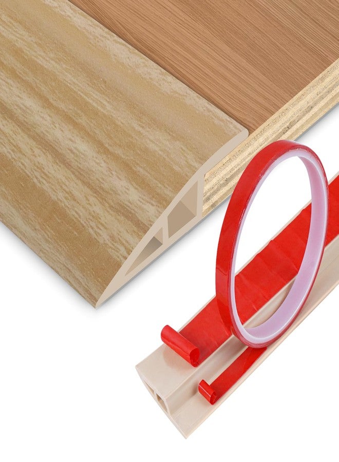 DBHXXMB-HH Floor Transition Strip Vinyl Door Threshold Ramp Self Adhesive Carpet Edging Strip Doorway Edge Trim, Overlap Edge Reducer for Laminate Carpet, Floor, Tile (Light Yellow Grain, 1/5" to 2/5", 3.3Ft) - Image 1