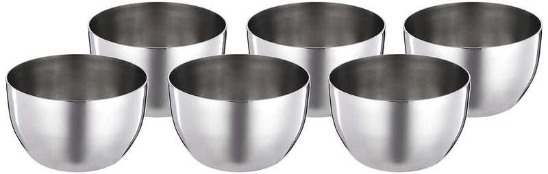 RJ kitchenware Store Stainless Steel Elyssa HalwaDessert Plate Set 6 Pieces 125cm Dia Plate Bowl 8cm Dia - Image 2