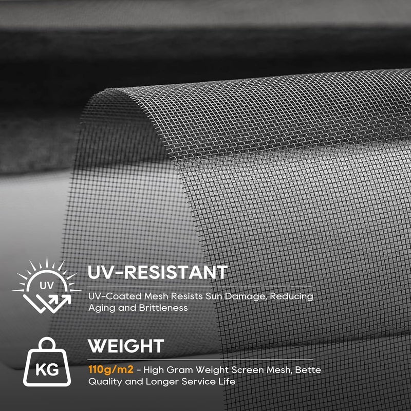 King&Charles Window Screen Door Mesh, Window Screen Replacement/Repair Kit, 48”x118” Fiberglass Black Mesh, Durable&Visibility & Cuttable & Washble, Easy to Replace/Install/DIY - Image 3