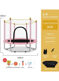 Hihonor Children's Mini Trampoline, Garden Trampoline with Safety Net, Indoor/outdoor Toy Trampoline (Pink)  - Image 4