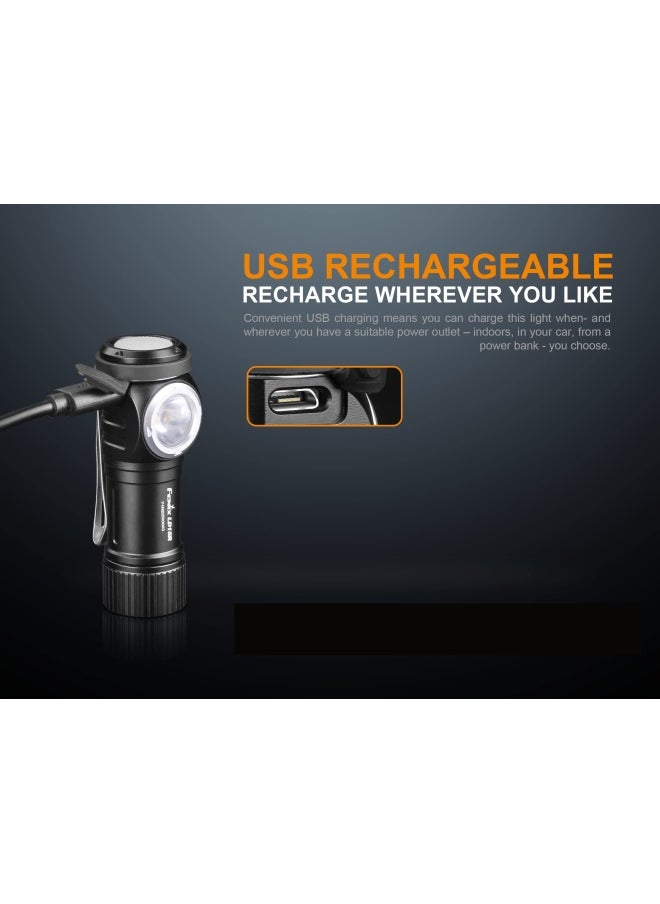 fenix - Ld15R 500 Lumen Right-Angle White Red Led Rechargeable Mini Flashlight With 2X Batteries And Lumentac Battery Organizer - Image 1