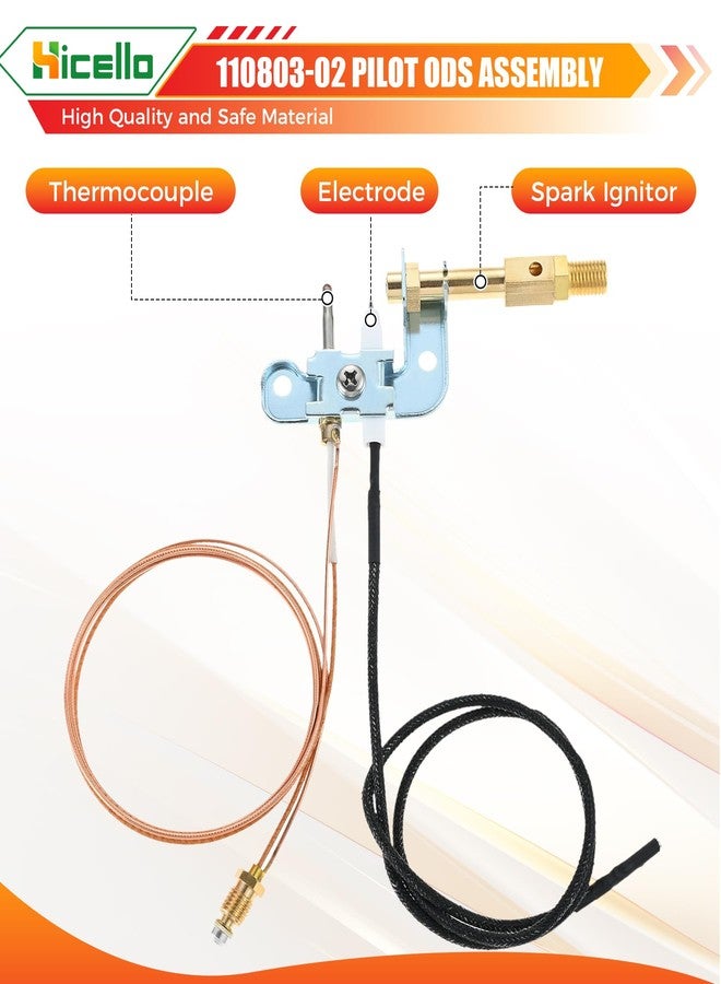 Hicello 110803-02 LPG Pilot ODS Repair Kit for DESA Vent-Free Propane Heaters & Fireplaces - Replacement Pilot Bracket, Thermocouple & Igniter Wire - Compatible with GP30, GWP30, WMP20T & More - Image 4