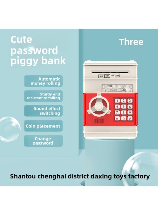 Special Gift For Children Password Cash Machine Atm Automatic Roll Money Piggy Bank Coin Piggy Bank Toy-Color:White Piggy Bank - Image 1