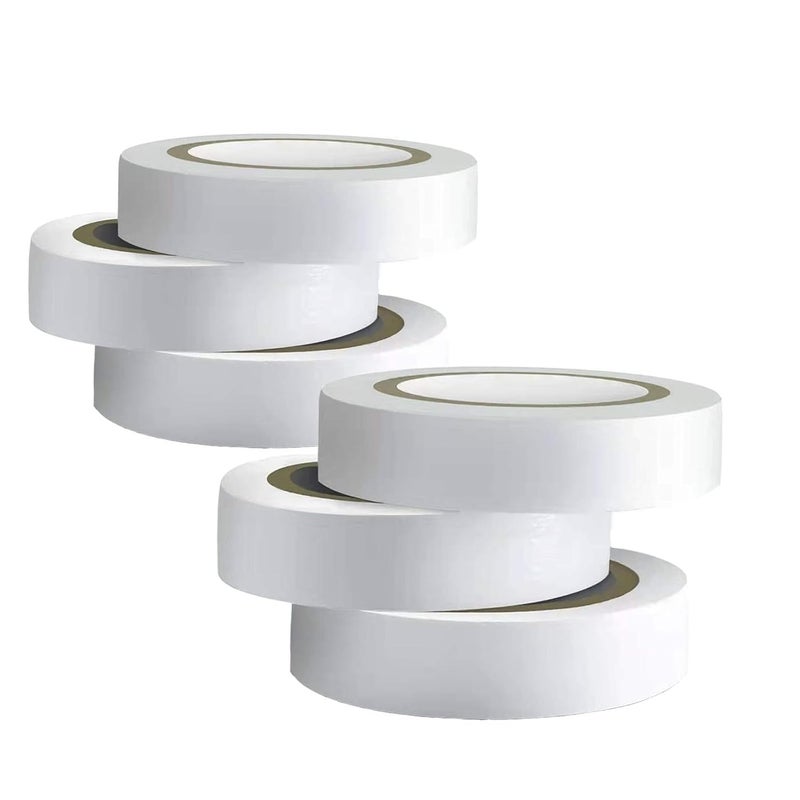 Wapodeai 6PCS White Electrical Tape, Premium White Waterproof Tape, Flame Retardant Indoor Outdoor High Temperature Resistance Electric Tape, 0.62 in X 49 ft - Image 1