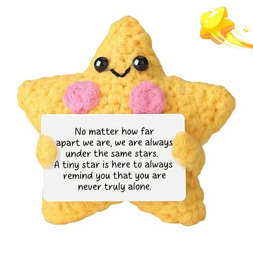 BharatBazaar Crochet Toys, Cute Yellow Crochet Star Handmade Crochet Doll, Soft Milk Cotton Crochet Gift for Women and Girls, Unique Crochet Items for Home Decor - Image 1