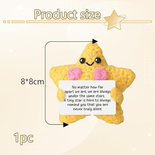 BharatBazaar Crochet Toys, Cute Yellow Crochet Star Handmade Crochet Doll, Soft Milk Cotton Crochet Gift for Women and Girls, Unique Crochet Items for Home Decor - Image 2