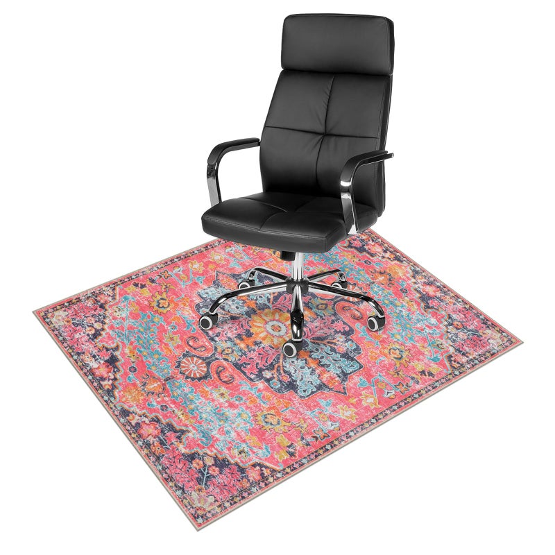 Anidaroel Office Chair Mat for Hardwood Floor, 36"x48" Office Rug for Rolling Chair, Desk Floor Mats for Office Chair, Anti-Slip Computer Gaming Chair Mat, Easy to Roll, Fuchsia/Multi - Image 1
