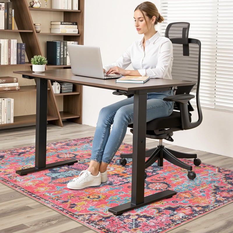 Anidaroel Office Chair Mat for Hardwood Floor, 36"x48" Office Rug for Rolling Chair, Desk Floor Mats for Office Chair, Anti-Slip Computer Gaming Chair Mat, Easy to Roll, Fuchsia/Multi - Image 2