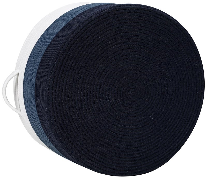 Cottonphant 20" x 20" x 15" Extra Large Storage Basket with Lid, Cotton Rope Storage Baskets, Laundry Hamper, Cloth Bin, for Clothes Towels Blankets Pillows Storage in Living Room, Dark Blue/Deep Blue with Cover - Image 3