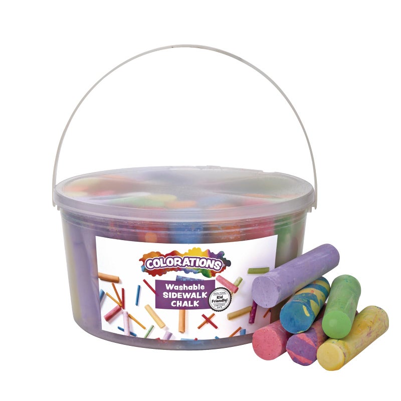 Colorations Sidewalk Chalk – 50pc 4” x 1” Washable, Bright Colored Chalk Set – Fun Kid Art Colors & Patterns – Draw on Classroom Chalkboard or Outdoor Playground – Jumbo Bulk - Image 1